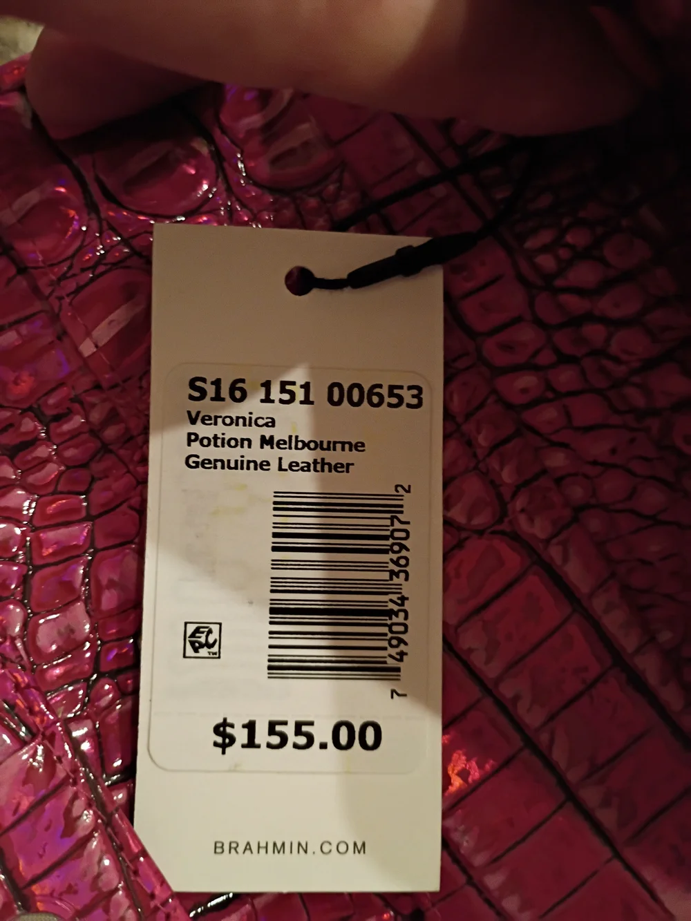 Brahmin Veronica Potion Hot Pink Croc-Embossed Leather Wallet NWT Gorgeous!! - Picture 10 of 10